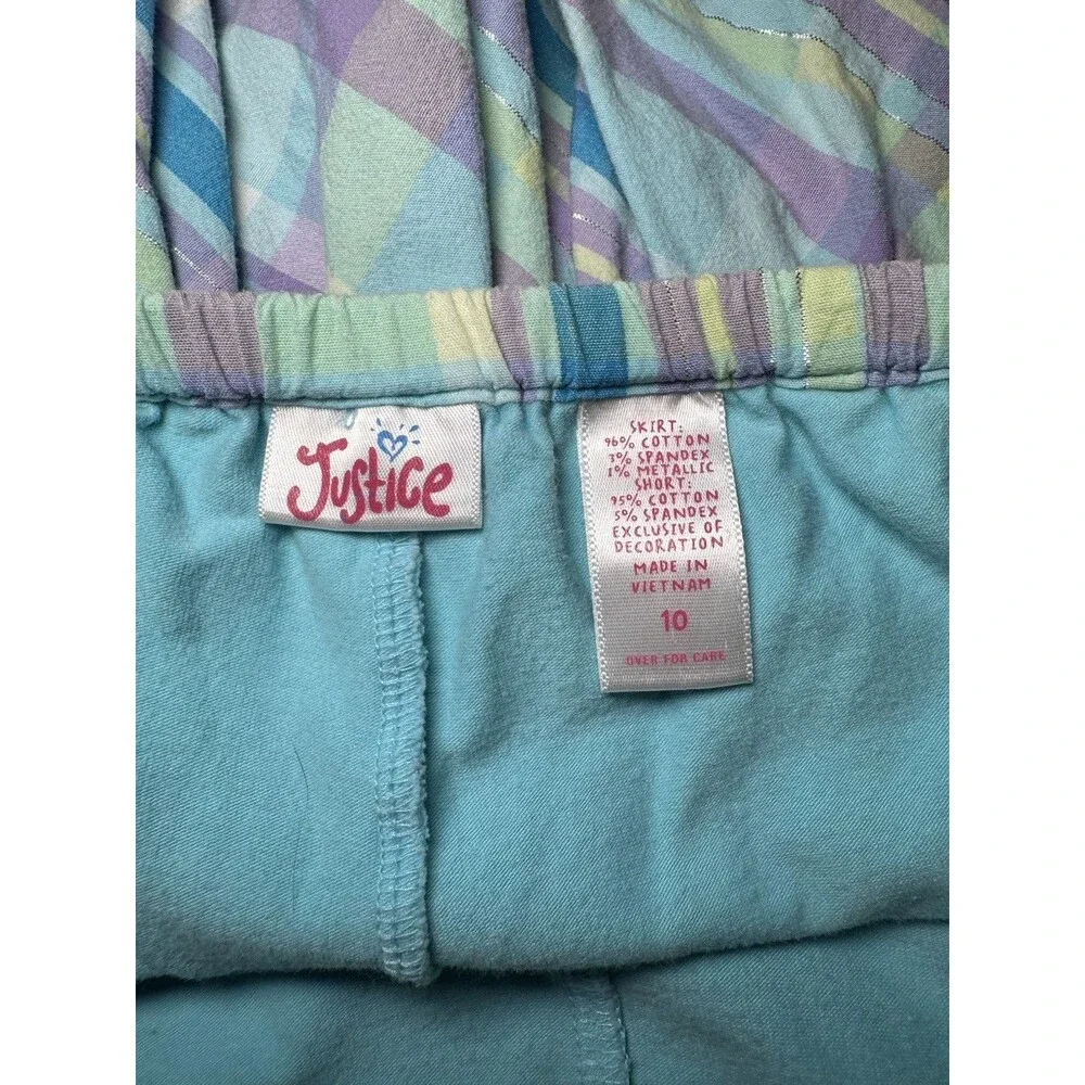 Y2K Justice Plaid Pleated Mini Skort Blue Sparkle Girls' 10 / 24
